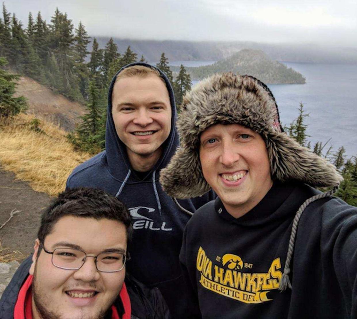 Cooper Lee Stateler with buddies above Crater Lake