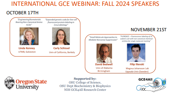 International GCE Webinar: Fall 2024 Speakers and topics