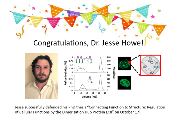 Jesse Howe celebration of defending his PhD thesis.