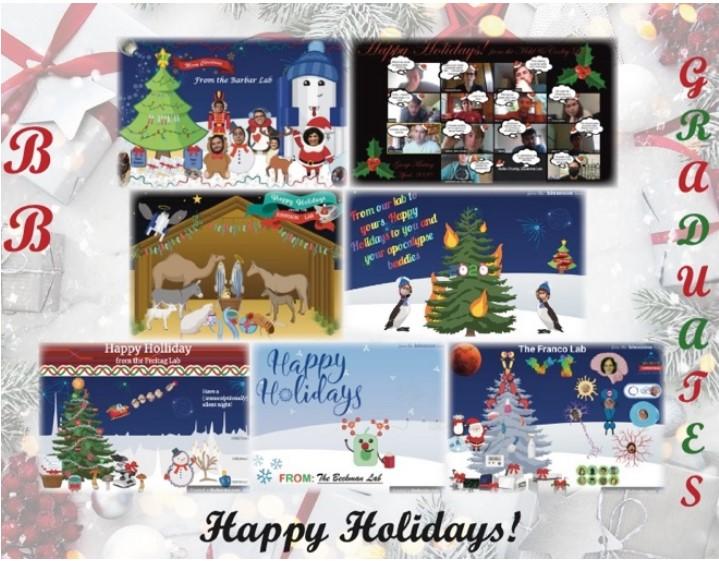Lab holiday greeting card collage.