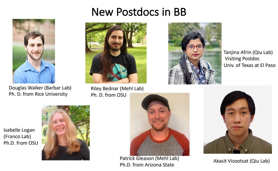 Photos of postdocs smiling at camera.