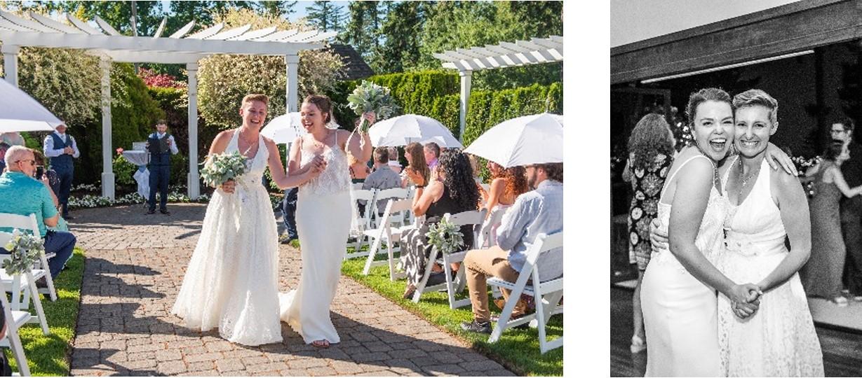 Two women getting married.