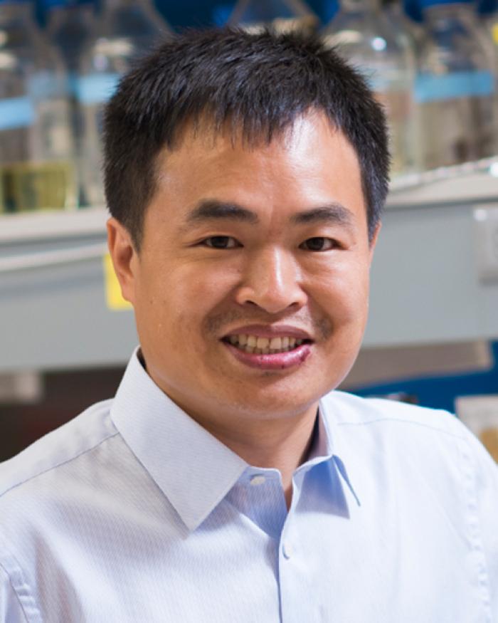 Weihong Qui standing in lab space